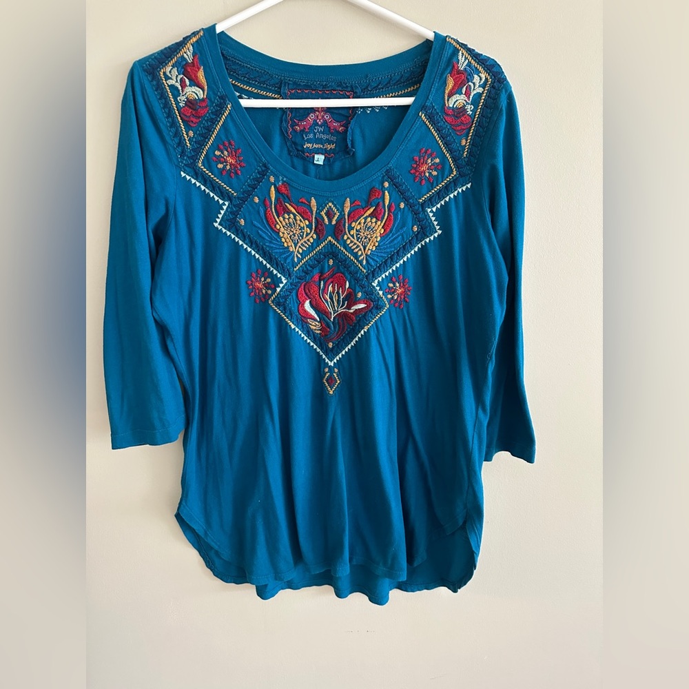 Johnny Was Blue Embroidered Tunic